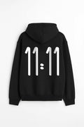 11:11 UNISEX BLACK OVERSIZED HOODIE