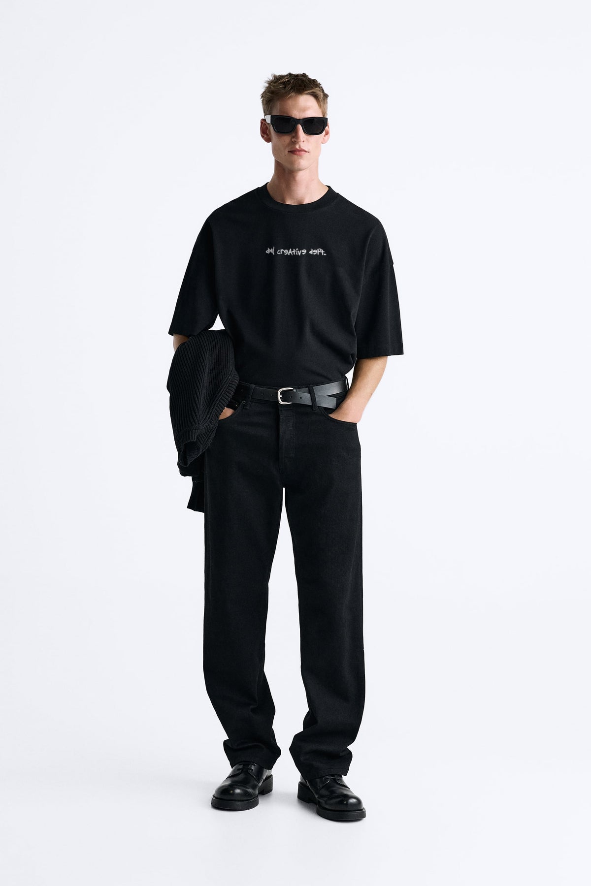 BLACK PORSCHE TSHIRT, FRENCH TERRY OVERSIZED T-SHIRT