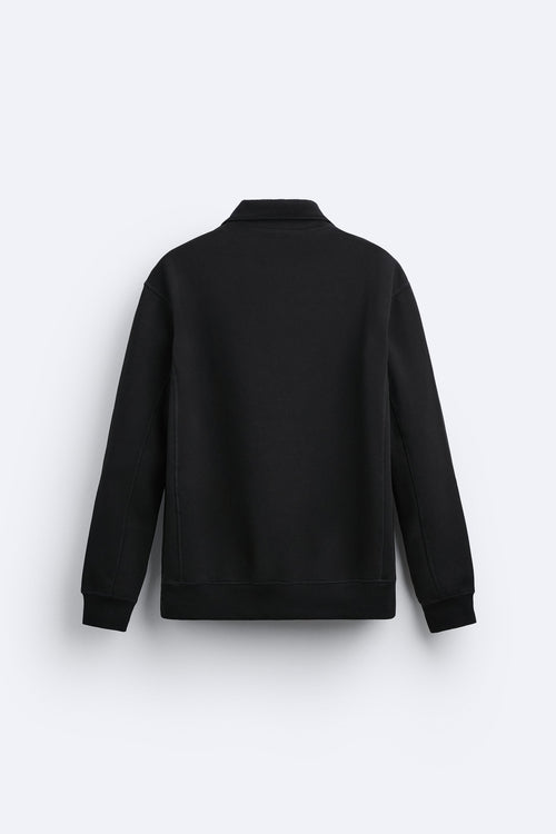 BLACK HALF ZIP SWEATSHIRT
