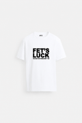 FET'S LUCK WHITE STRETCH SLIMFIT TSHIRT