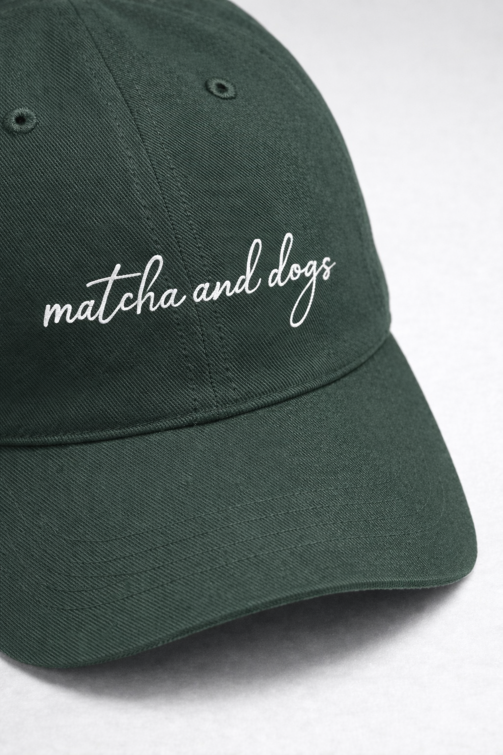 MATCHA EMBROIDERY GREEN BASEBALL CAP
