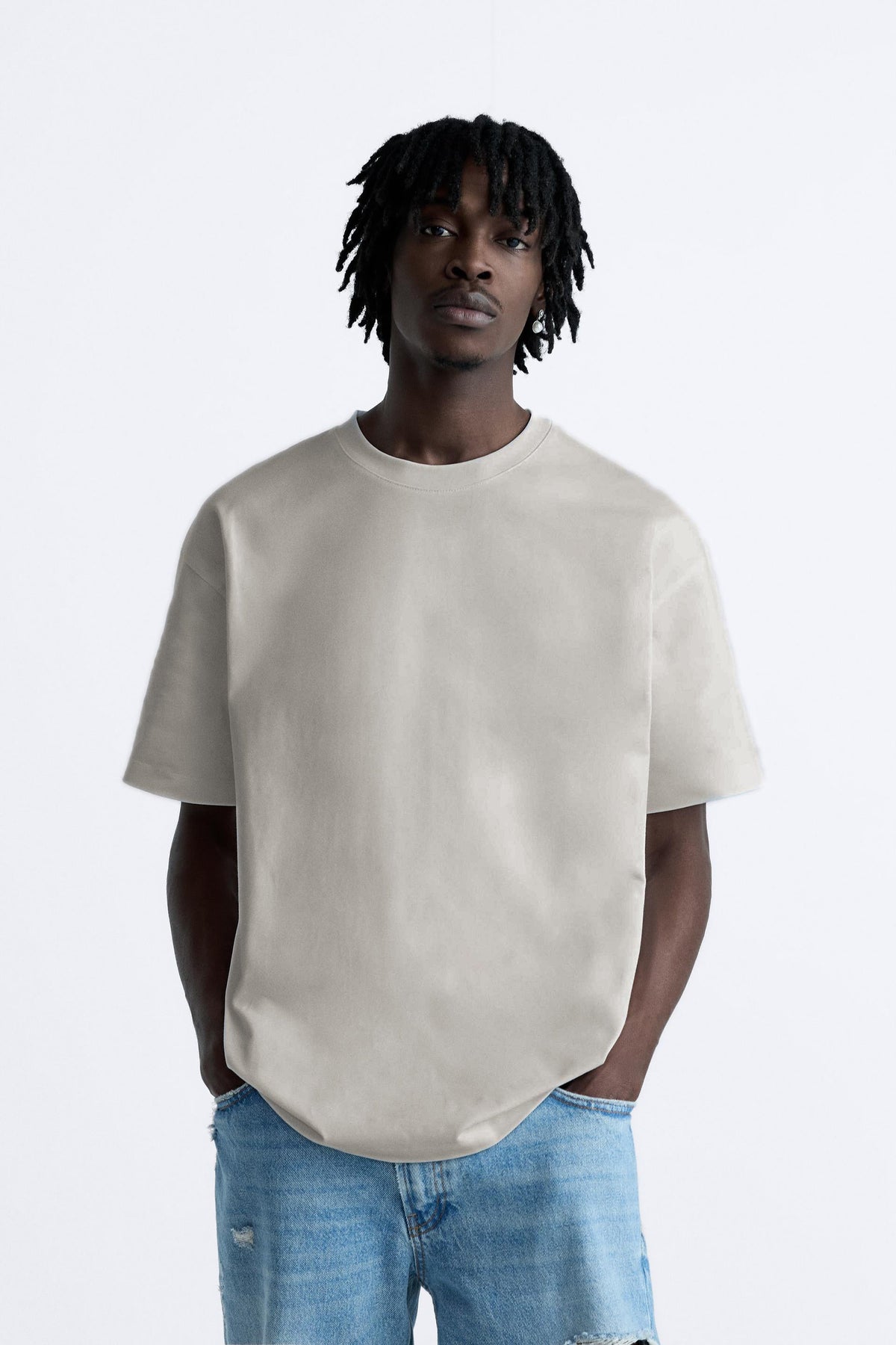STEEL GREY PREMIUM LOOP KNIT TERRY OVERSIZED T-SHIRT