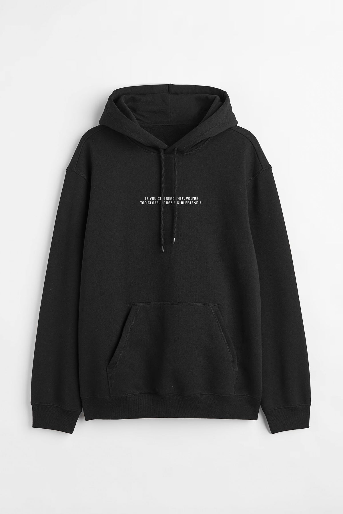 TOO CLOSE BLACK OVERSIZED HOODIE