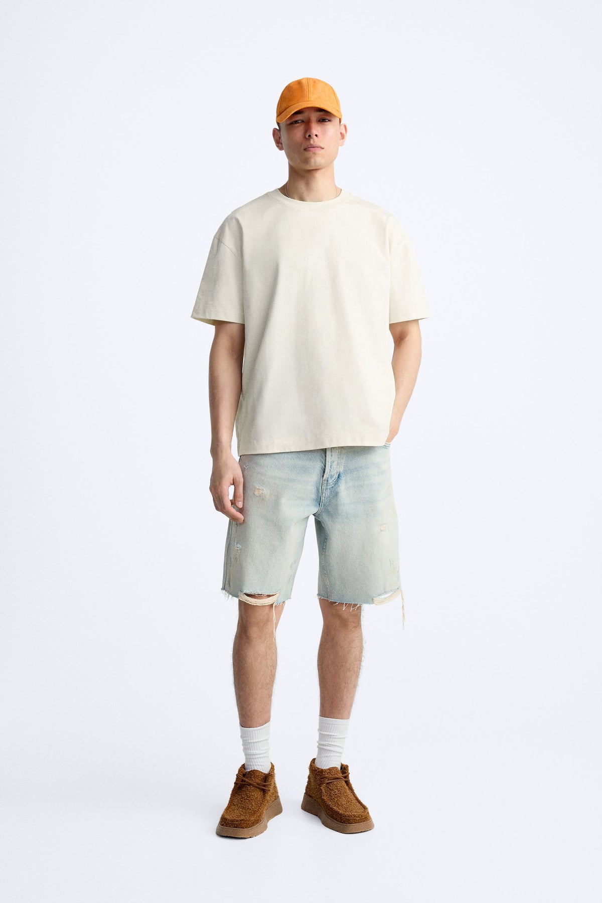 VINTAGE WHITE PREMIUM LOOP KNIT TERRY OVERSIZED T-SHIRT