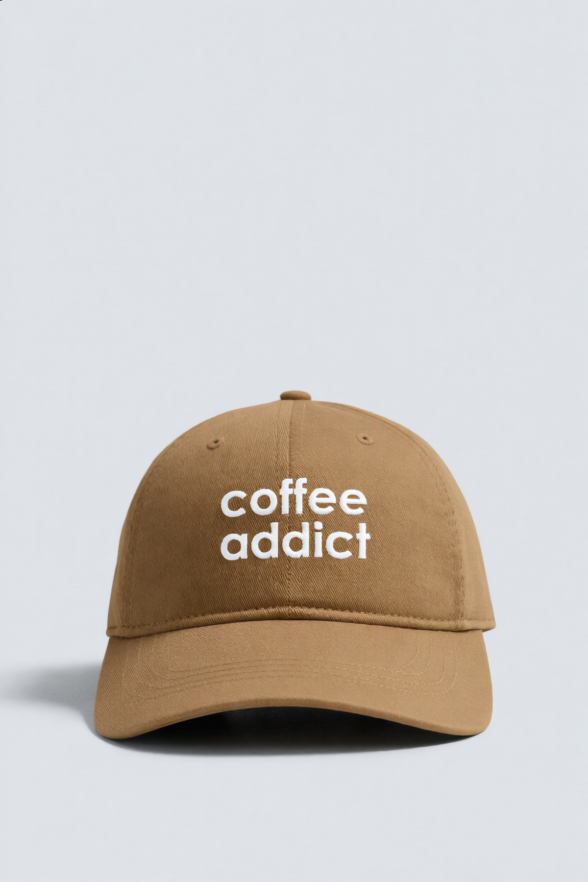 COFFEE ADDICT EMBROIDERY KHAKI BASEBALL CAP