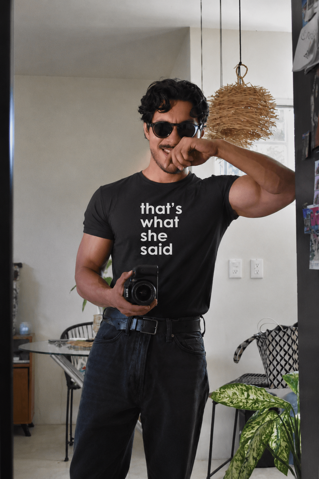 SHE SAID BLACK STRETCH SLIMFIT TSHIRT